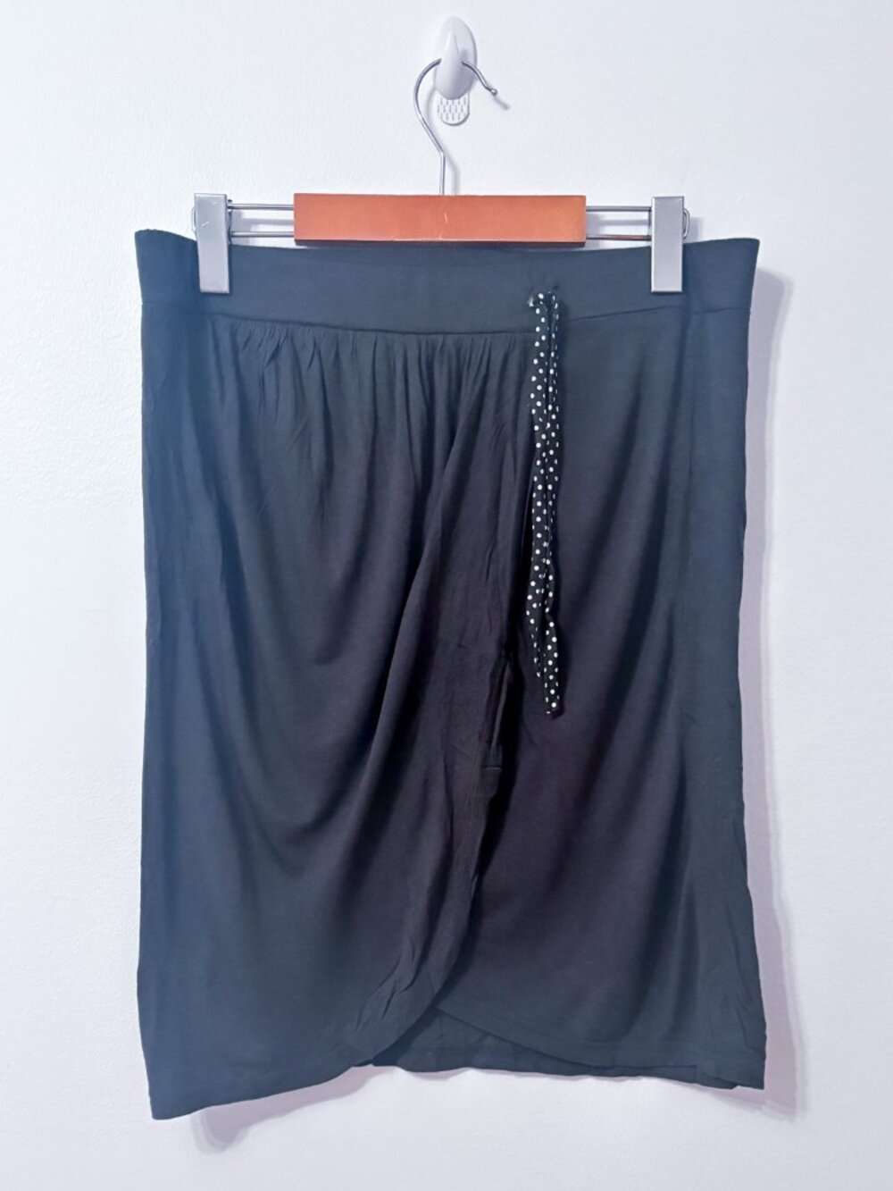 GROGGY Charcoal Grey Draped Tulip Skirt Elastic Waist Tie Small